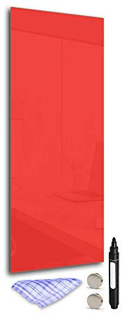 DekoGlas Magnettafel Pinnwand Magnetisch Magnetwand Aus Glas 100 x 40 cm Memoboard Mit Stift Tuch Magnet Tafel Beschreibbar Trocken Abwischbar Kratzfest Stoßfest Rot