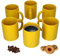 Van Well Lot de 6 tasses à café cylindriques jaunes 375 ml Grande tasse en porcelaine Différentes couleurs Set de tasses faciles à entretenir Passe au lave-vaisselle et au micro-ondes