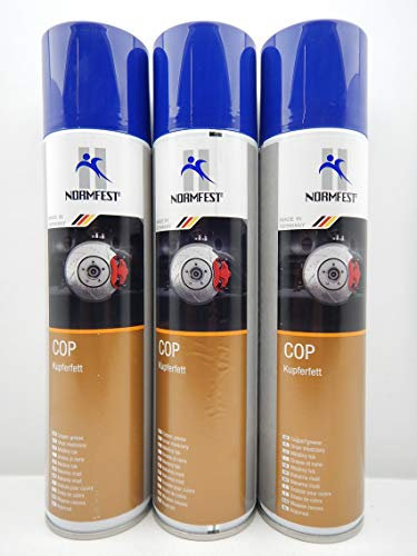 Normfest Kupferfett Spray COP - Hochleistungs Schmiermittel für Bremsen und Verschraubungen 3x 400ml