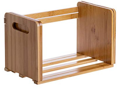 HomDSim Bamboo Desktop Bookshelf Adjustable Storage Organizer Display Shelf Rack,Countertop Platforms, Book Stands Shelves