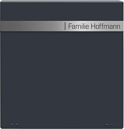 Frabox Design Briefkasten Namur Edition Anthrazitgrau RAL 7016 mit Namen und Zeitungsfach