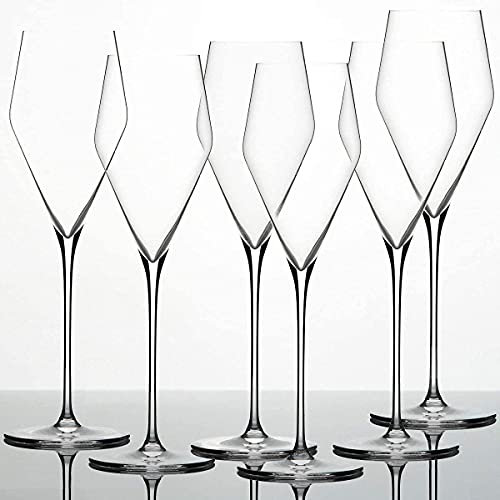 Palatina Werkstatt® Zalto Denk'Art - Set da 1, 2 o 6 bicchieri da champagne in vetro soffiato a bocca, lavabili in lavastoviglie + panno speciale per lucidare i bicchieri (6 pezzi)
