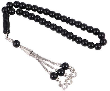 Milisten 33 Gebet Tasbih Perlen Islamisch Muslimisch Allah Muhammad mit Quasten Misbaha Tasbih Perlen Halskette Eid Ramadan Dekor Schwarz