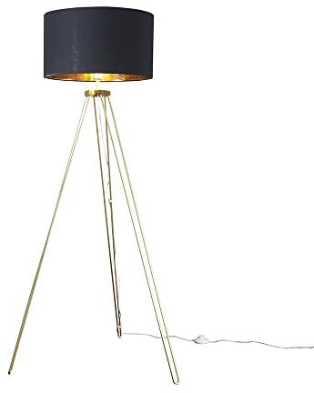 MiniSun | Modern Gold Hairpin Design Tripod Floor Lamp with a Black/Gold Drum Shade | Floor Lamps & Torchieres, Home Décor & Improvement Essential