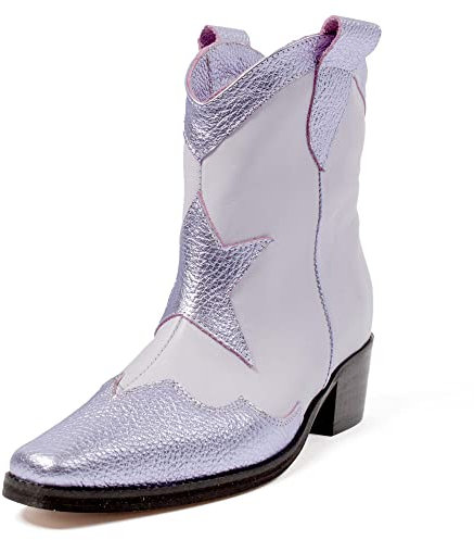 L37 HANDMADE SHOES Stivali da Cowboy, Scamosciata, Fodera in Pelle, Scarpe Fatte a Mano, Cielo Pieno di Stelle, Western Boot Donna, Lilla, 37 EU