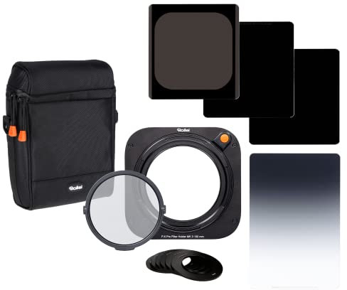 Rollei Filterhalter Master-Set MK 3. Rechteck-Filterhalter inkl. magnetischem CPL Filter, Adapterringen von 52 bis 82mm,Soft GND8-,ND8-,ND64-,ND1000