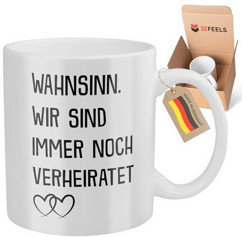 22Feels Zum Hochzeitstag Geschenk für Frauen Männer Jahrestag Ihn Sie Tasse Beste Ehefrau Ehemann Silberne Goldene Hochzeit Wahnsinn