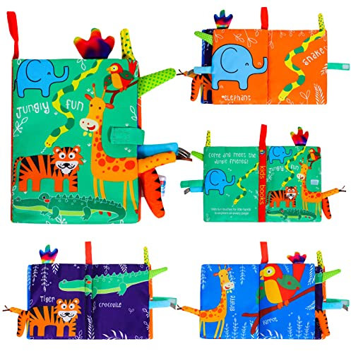 Dacitiery Baby Soft Cloth Book, Washable Sensory Book Toy for 0-24 Months, Nontoxic Fabric Educational Learning Toy for Birthday Party