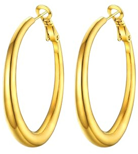 PROSTEEL 2 x dicke Knorpel-Ohrringe, Damen, Ohrpiercing, originelles Geschenk für Mama, Oma, Freunde, inklusive Geschenkbox, 40 mm, Edelstahl, Kein Edelstein