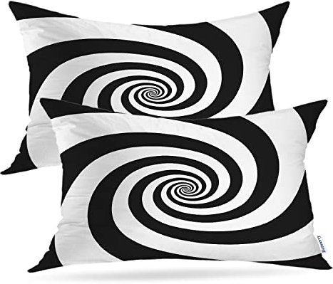 Batmerry Copricuscini in bianco e nero con vortice psichedelico, con stampa digitale, tessuto misto per divano, letto, cerniera invisibile, 12 x 20 cm