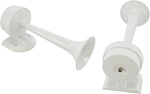 Signalhorn Hupe Boot akustisch 12 Volt 100dB Weiß Schiffsfahrt Warnsignal | Kunststoff | Wasserdicht | UV-beständig | Magnetisch | Langlebig | Witterungsbeständig | Salzwasserbeständig | Breite: 78 mm
