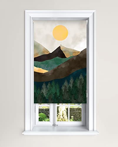 Lister Cartwright Tapestry Painted View Green Blackout Roller Blind Painted View Windows Blinds Child Safety Decor Painted Easy Fit Cut To Size (90 cm Width x 140 cm Drop)
