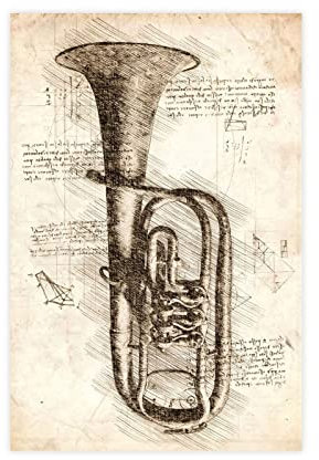 MJKO Trompete, Retro-Kunst, Leinwand, Poster, Wandkunst, Dekoration, Bild, Gemälde für Wohnzimmer, Schlafzimmer, Dekoration, ohne Rahmen, 20 x 30 cm