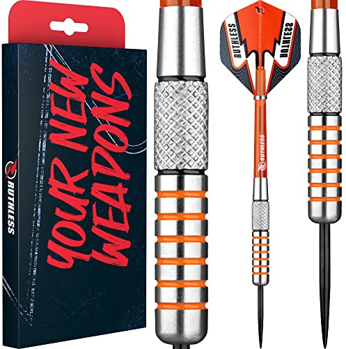 RUTHLESS Tigers Dartpfeile, 90 % Wolframstahlspitze, Ring und Rändelung, 26 g