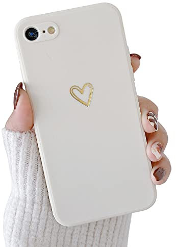 ZTUOK iPhone 7/8/SE 2020/2022 Hülle Mädchen süß Herz Schutzhülle stoßfest Ultra Dünn Silikon Weiche Flüssige Silikonhülle (Weiß)