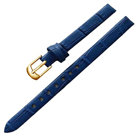 LEBINA Accessoires de Montre Bracelet de Montre Vintage pour Femme et fille Bracelet en cuir 8mm 10mm Boucle Ardillon en or Rose, Or Bleu, 8mm