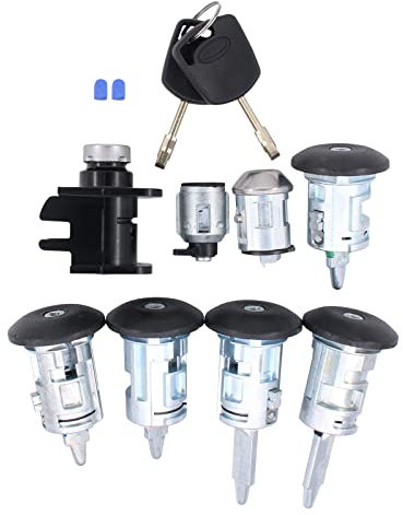Schließzylinder Türschloss Zündschloss Schlüssel Satz Türschloß Zündschloß Motorhaubenschloss Heckklappenschloss Zündhaube Zündschalter Zylinder Tür Schloss Reparatursatz für Transit Connect 2002-2013