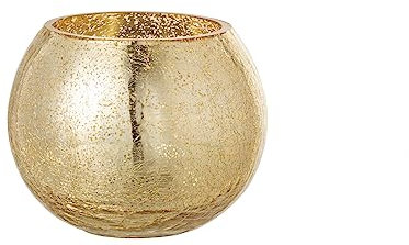 J-Line Photophore Boule Craquele Verre Effet Nacre Or Medium - 2 unités