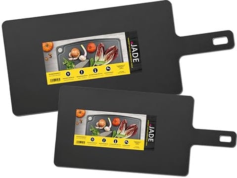 JADE Gourmet Handy Schneidebrett aus laminierter Holzfaser, 34,3 x 19 x 0,6 cm, mit Loch zum Aufhängen, Schneidebrett mit Griff für alle Lebensmittel, perfekt auch für den Tisch