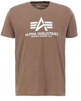 Alpha Industries Herren Kurzarmshirt Blickdicht, Taupe, XL