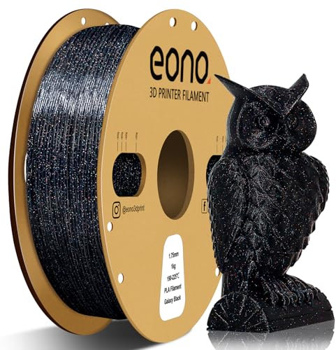 Eono 3D Printer PLA Filament, 1.75mm Galaxy Black, 1kg Spool