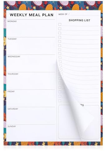 60 Sheets Weekly Meal Planner, 7 x 10 Tear off Meal Planner and Shopping List Magnetic Shopping List Pad for Fridge Undated Fridge Notepad for Food Planning and Convenient Shopping, Fruit Design