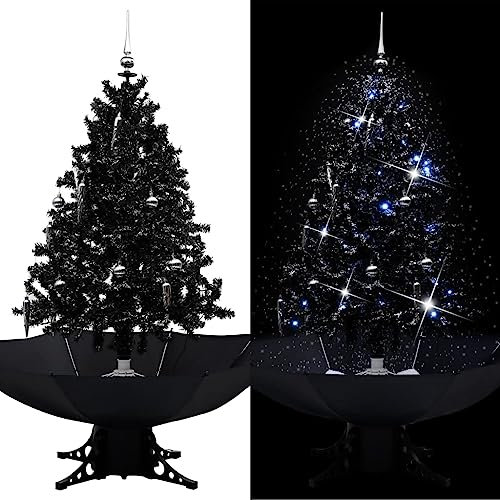 Christbaum künstlich,USB Weihnachtsbaum,Tannenbaum,Schneiender Weihnachtsbaum mit Schirmfuß Schwarz 140 cm PVCchristmas Tree,Weihnachtsbaum mit Beleuchtung,