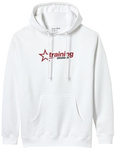 Dua Lipa Unisex Offizieller Merch Trainingssaison Hoodie Kapuzenpullover, Weiss/opulenter Garten, X-Large