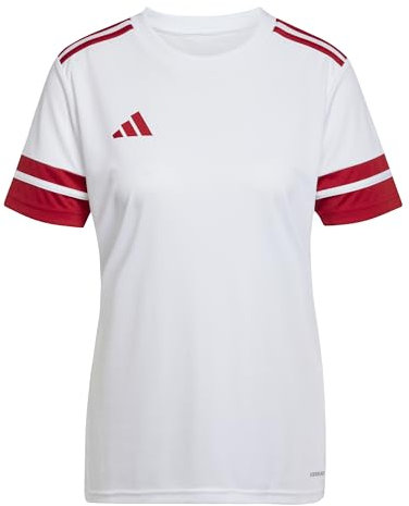 adidas Women's SQUADRA25 Jersey Short Sleeve, White/Team Power red 2, XL