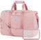 LOVEVOOK Reisetasche Sporttasche 50L, Kliniktasche Geburt Groß Weekender Damen mit Kulturtasche, Schuhfach & Nassfach, Wasserdicht Gym Yoga Bag, Handgepäck Tasche für Reise Flugzeug Camping, Rosa