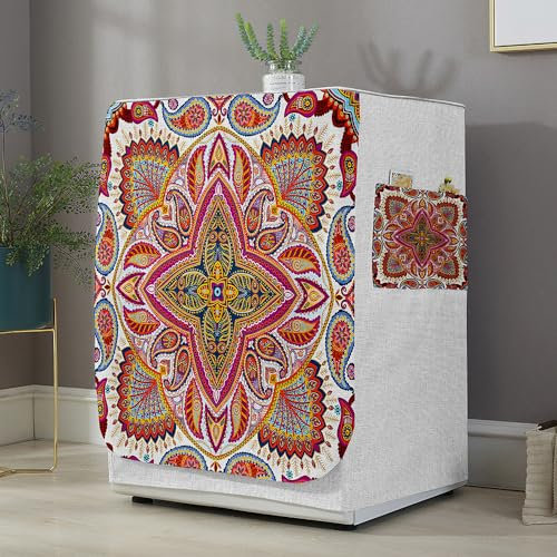 Highdi Housse de Protection pour Machine à Laver, Chargement Frontal Housse La Poussière avec Ouverture Frontale pour Linge Domestique (Exotique,Capacité L 10.5~12KG)