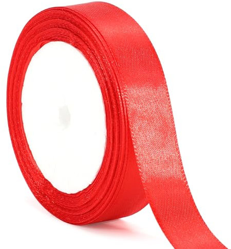 KINGLAKE 22m Satinband Geschenkband Rot - 20mm Schleifenband, Seidenbänder, Geschenkbänder Stoffband, Seidenband, Ribbon Band, Dekobänder für Schleifen, Hochzeit, Weihnachten, Basteln