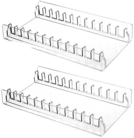 Hfourhnik CD Holder 2 Pack, Clear Acrylic CD Organizers, CD Display Rack Holds for Media Shelf Storage and Organization