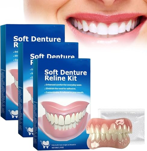 Biancat Perfekte Passform Prothese Silikon Reline Kit, Yunpso Zahnersatz Silikon Reline Kit Soft Prothese Reline Kit für Männer und Frauen (3 Set)