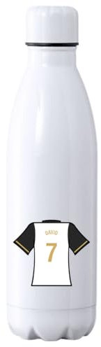 C&P Botella futbol personalizada, Botella de agua acero inoxidable térmica de doble Capa bebidas frías 24h y Calientes 12h, Capacidad 500 ml (Valencia)