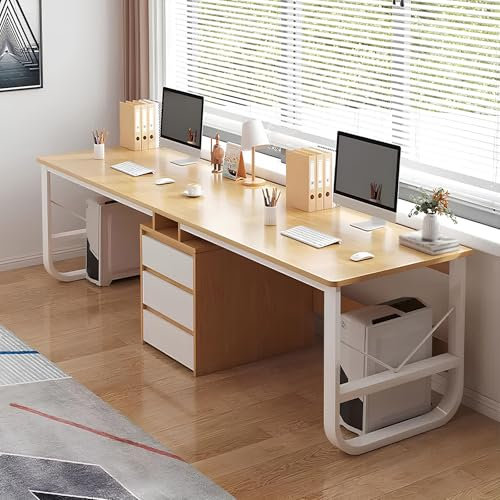 Bureau pour 2 Personnes avec Tiroirs - Grande Table d'Écriture en Bois pour Ordinateur - Bureau à Domicile Moderne pour Étude