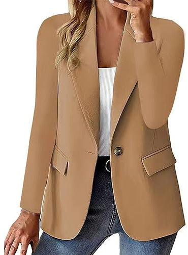 Blazer Donna Eleganti Carriera Slim Fit Manica Lunga Aperto Davanti Colletto Cappotti Ufficio Cerimonia Tailleur da Ufficio Basic Cappotto Da Lavoro Bottone Elasticizzate Jacket Taglie Forti Curvy