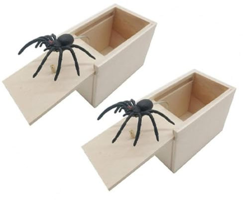 Spinne Streich-Box, 2 Stücke Prank Spider Scare Box,Streich Spinne Scare Box,Spinne In Box,Spinne Streich Angst Box Witz Spielzeug Narren Day Box,Spinne Spielzeug Für Geschenk Halloween-Spielzeug