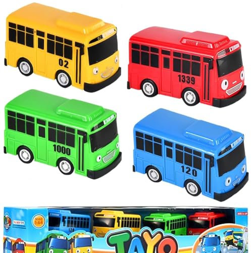 4PCS Mini Bus Spielzeug,Mini Pull Back Spielzeugautos,Bus Modell,Big Pull Back Spielzeugautos,Kreatives Spielzeug für Geschenk, für Jungen und Mädchen (7CM)