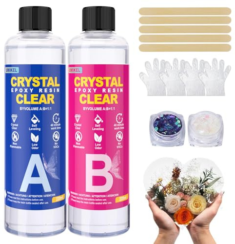 UMIKEL 456ML Clear Epoxy Resin Kit with Glitter for Beginners Casting and Coating, Art, Jewellery Making, Craft