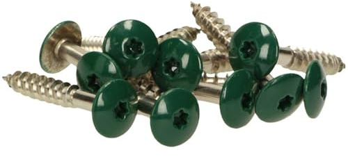 100x MEISTERLING® Fassadenschrauben INOX V2A 4,8 x 38 mm – Flachkopf Torx T20 + 1 Bit – Dunkelgrün