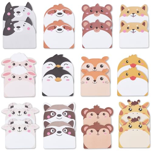 SOFPLATE 24 Block 720 Blätter Selbstklebende Haftnotizen In Tierform Süßes Notizblock Set Mini Cartoon Notizen Kawaii Seitenmarker Flaggen Lustiges Schreibtischzubehör Für Zuhause Büro Schulbedarf Par