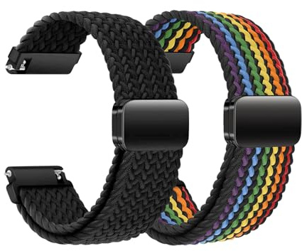 KUBFDL Nylon Uhrenarmband 22mm 20mm 18mm Elastisch Armband mit Magnetisch Verschluss für Damen Herren Schnellverschluss Smartwatches Ersatzarmband Verstellbares Atmungsaktive Sport Uhrenarmbänder