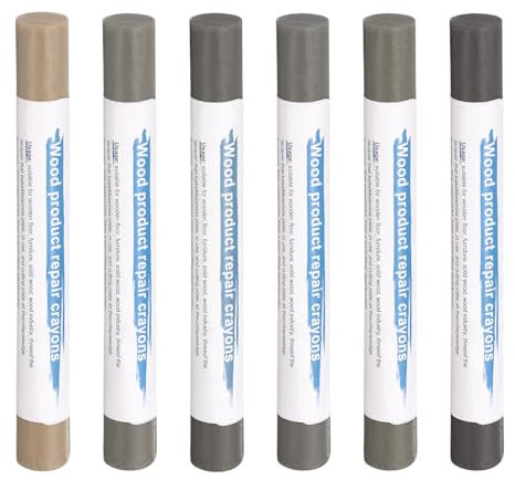 sourcing map Wood Filler Sticks 6 Colors Wooden Wax Touch Up Furniture Repair Crayons for Light Iron Gray, Light Luxury Gray, Dark Gray, Dark Lead Gray, Cement Gray, Rubberwood