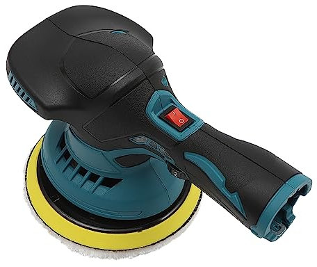 300W Poliermaschine Auto,Kabellose Exzenter Auto Poliermaschine 6 Gang Geschwindigkeit,14.5cm Akku Poliermaschine mit Flacher Schwamm Polierschwamm, für Wachsen und Polieren von Autos