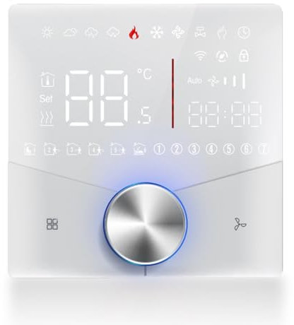 Controlador de Temperatura del Aire Acondicionado, Perilla de Color de Color 8 Efectos de Iluminación Termostato de Aire Acondicionado Wifi para Interiores (BLACK) (WHITE)