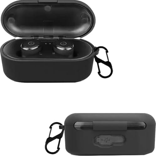 KZIOACSH Case for TOZO T10, Ultra Slim Anti-Scratch Anti-Lost Protective Silicone Earbuds Case Lightweight Washable Sumdge-Proof Earphone Skin Cover with Carabiner for TOZO T10