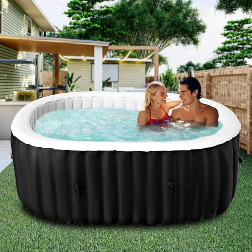 Meulbaty Aufblasbarer Heiße Badewanne, Runder Tragbarer Bathtub für 2 Personen