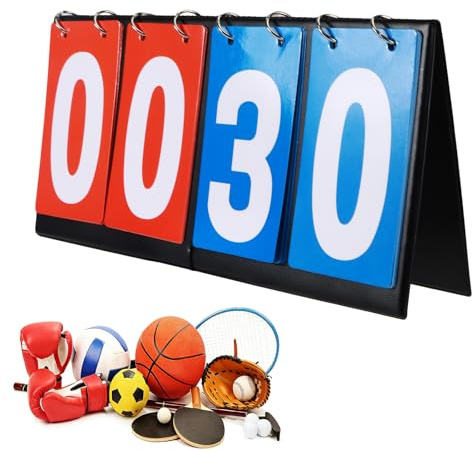 HO-SFSM Anzeigetafel, 4 Stellig Tragbare Anzeigetafel | Digit Flip Sport Anzeigetafel,für Schule, Turnier, Tischtennis, Fußball, Basketball, Volleyball, Poolspiel