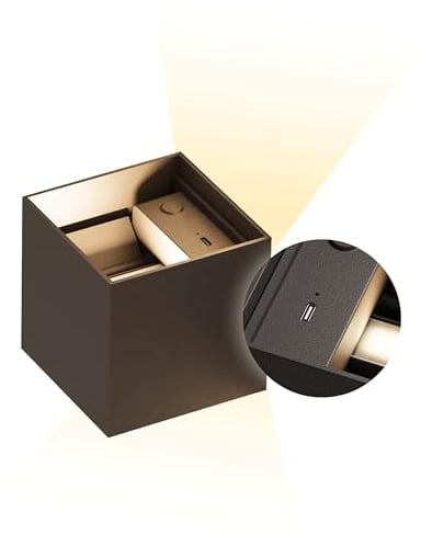 NEONA XENA Akku LED Wandleuchte schwarz – kabellos, dimmbar, magnetisch, per Touch + Fernbedienung, Bewegungssensor, 8 Std Laufzeit, Aluminium, warmweiß